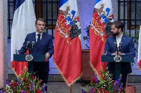 President of France Emmanuel Macron visits Chile